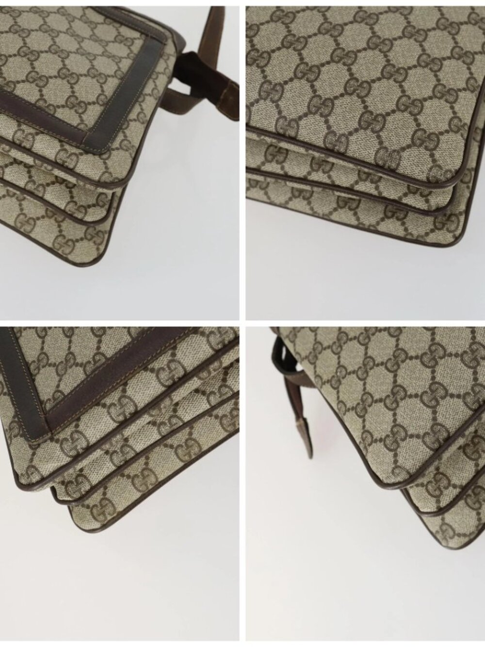 GUCCI GG Supreme Web Sherry Line Bag PVC Beige Gold 41 001 4085 Auth 156428 - Picture 14 of 16